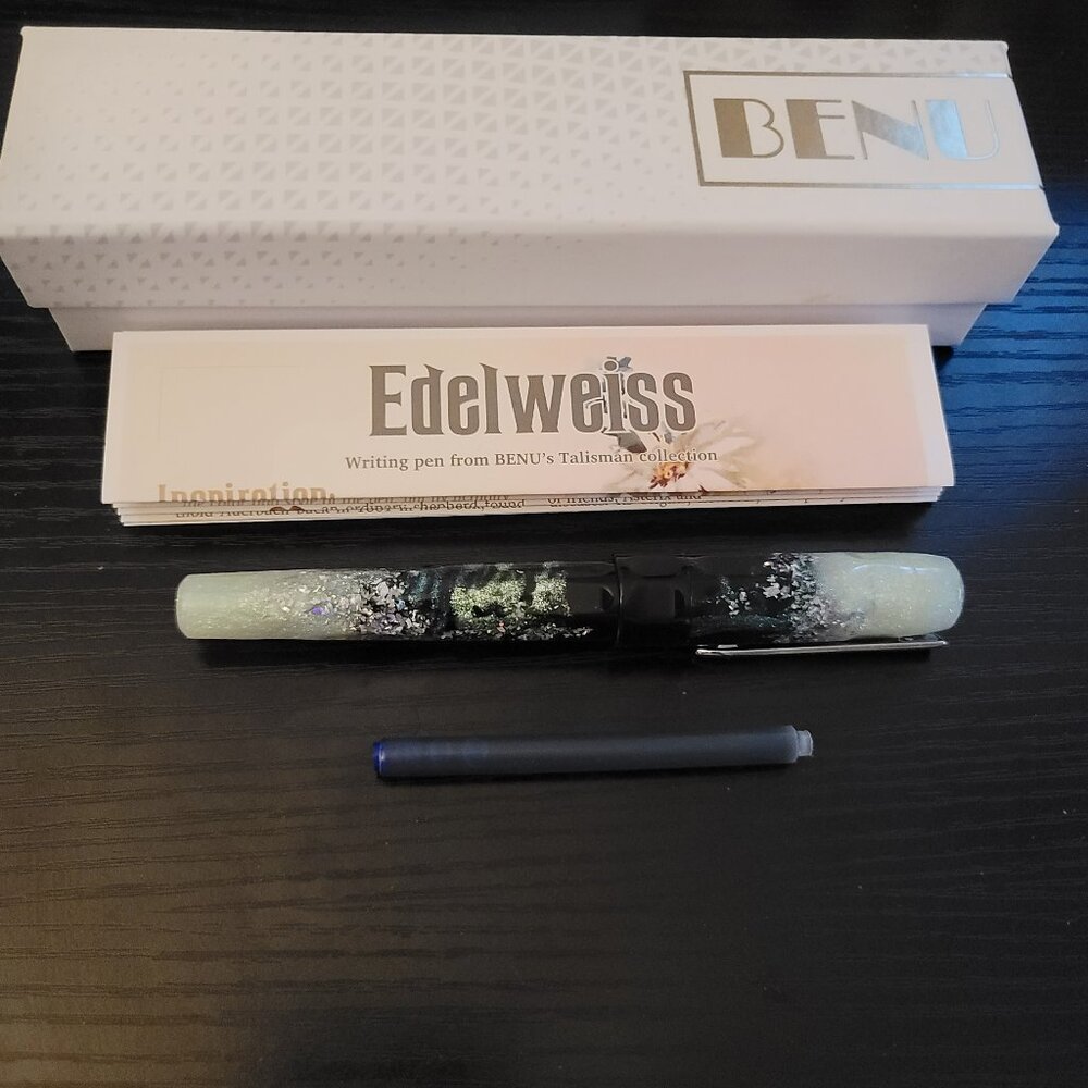 BENU Talisman Edelweiss Fountain Pen (used 4-5x) - Fine stainless steel nib